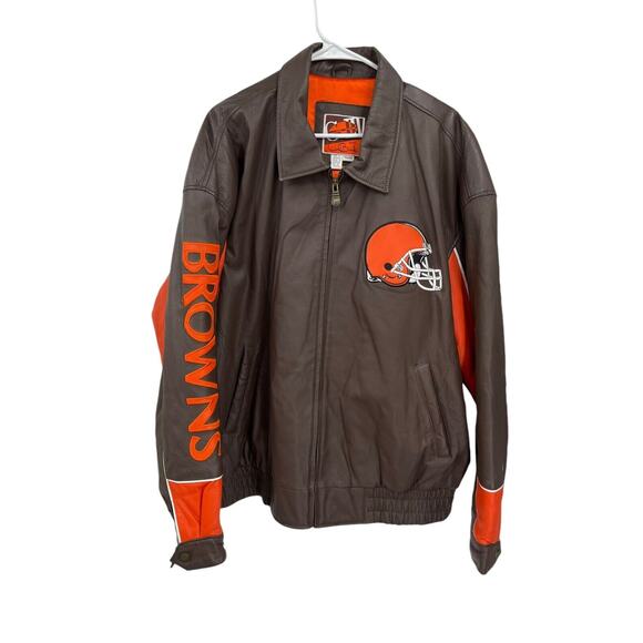 Vintage Cleveland Browns Carl Banks G-III G3 Leather Jacket NFL Football Size XL